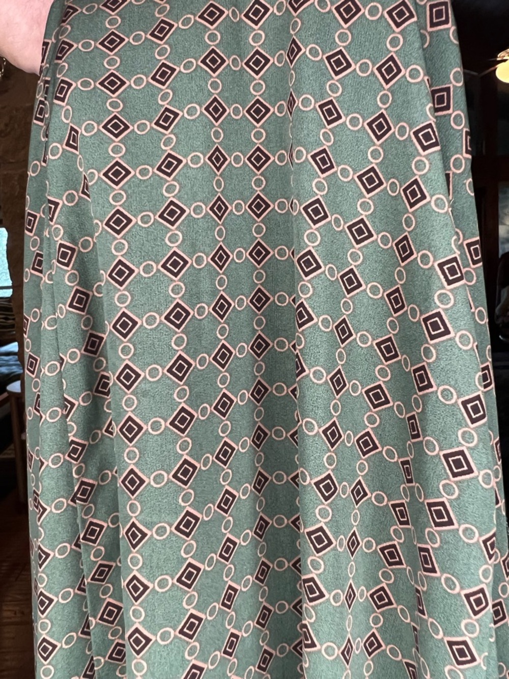 KITTENISH Maxi Dress Green Boho Slip Dress Lace Trim Smocked Back Size Medium - Picture 5 of 9